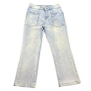 Kensie Jeans The Savannah High‎ Rise Flare Crop Light Wash Blue Denim Size 6/28
